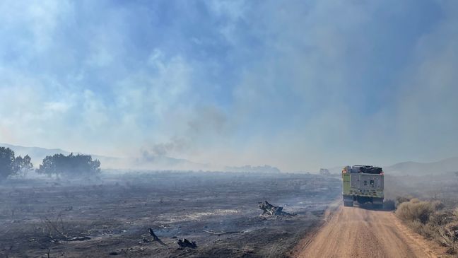 A wildfire sparked east of Beaver on Tuesday prompting a quick initial attack from firefighters (Courtesy: Local USFS Engine).