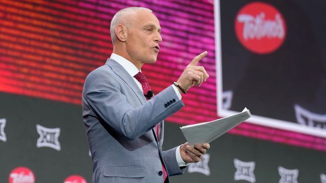 Big 12 Commissioner Brett Yormark speaks during Big 12 NCAA college football media days in Las Vegas Tuesday, July 9, 2024. (AP Photo/Lucas Peltier)