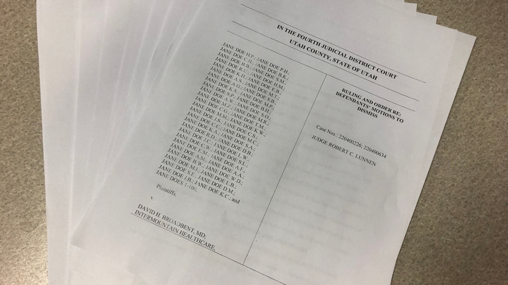 Court documents show the civil case filed with more than 100 defendants against a Provo OB/GYN, that was dismissed in late September, 2022 (KUTV).