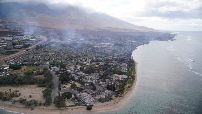 FILE - A wasteland of burned out homes and obliterated communities is left on Aug. 10, 2023, in Lahaina, Hawaii, following the wildfire that devastated the area. The parties involved in Lahaina wildfire lawsuits against the state of Hawaii, Maui County and utilities are close to a global settlement of claims that will be worth a little over $4 billion, Gov. Josh Green told The Associated Press on Wednesday, July 31, 2024. (AP Photo/Rick Bowmer, File)